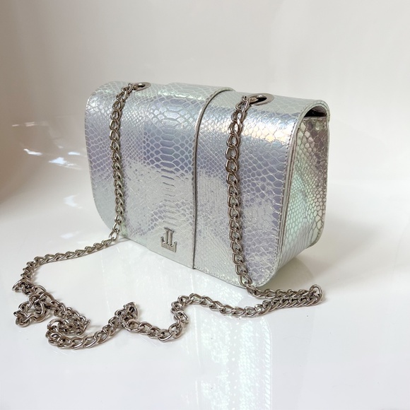 Loriblu Handbags - $495 NEW Loriblu Italy Leather Silver AB Reptile Finish Medium Shoulder Bag